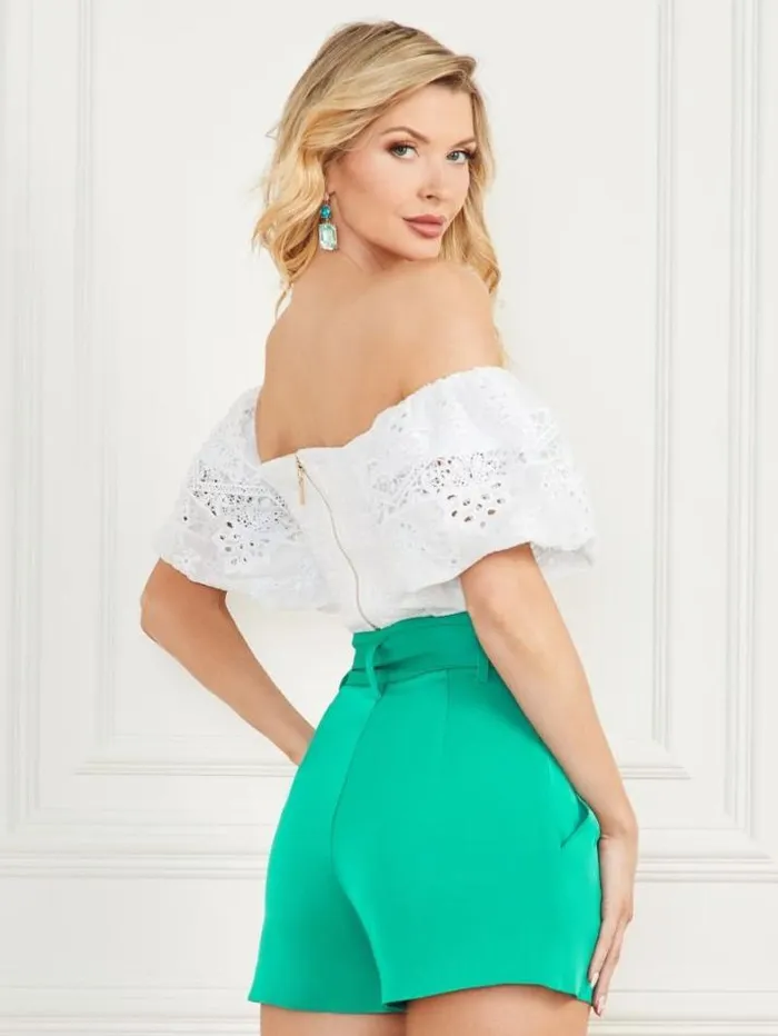 Marciano Cassandra Crop Top Blanc Pur Women Tops And Sweaters Marciano Cassandra Crop Top Blanc Pur Women Tops And Sweaters