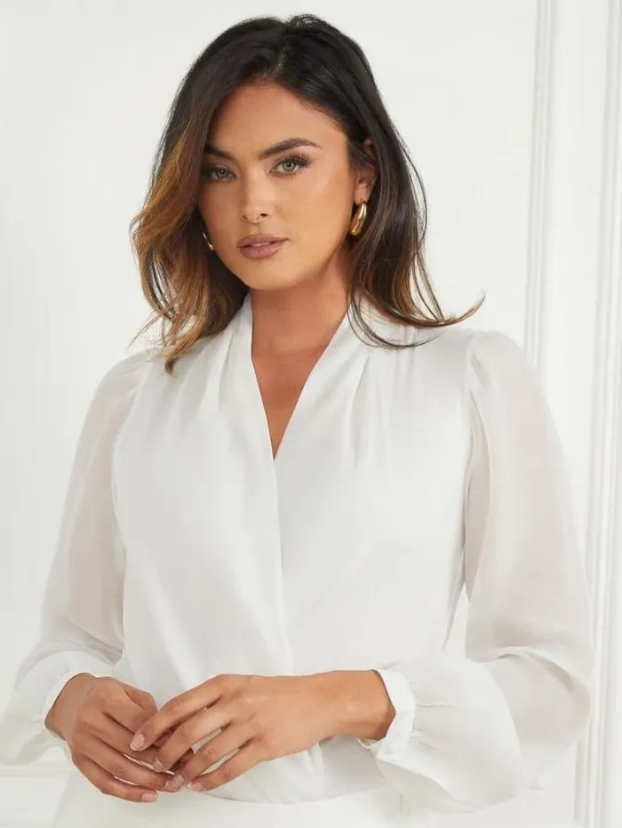 Marciano Daria Bodysuit Frosted White Women Tops And Sweaters