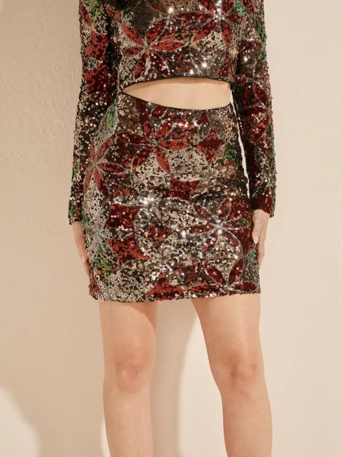 Marciano Ezra Sequin Skirt Harlequin Sequin Women Bottoms