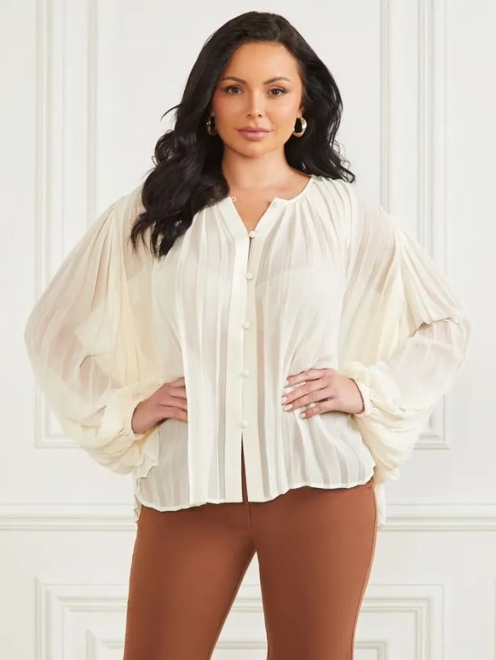 Marciano Georgia Pleated Blouse Sandy Shore Women Tops And Sweaters