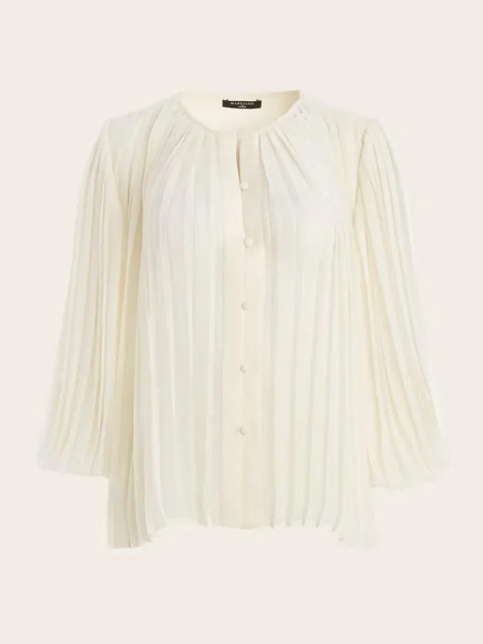 Marciano Georgia Pleated Blouse Sandy Shore Women Tops And Sweaters Marciano Georgia Pleated Blouse Sandy Shore Women Tops And Sweaters