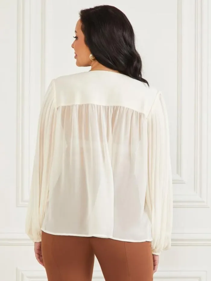 Marciano Georgia Pleated Blouse Sandy Shore Women Tops And Sweaters Marciano Georgia Pleated Blouse Sandy Shore Women Tops And Sweaters