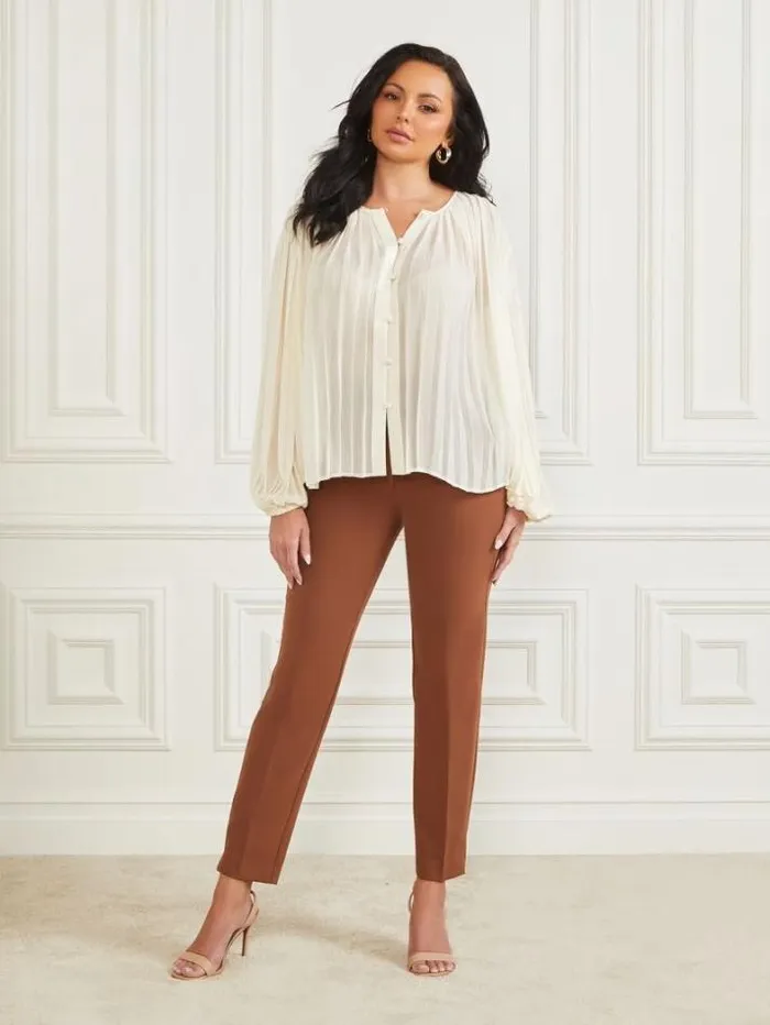 Marciano Georgia Pleated Blouse Sandy Shore Women Tops And Sweaters Marciano Georgia Pleated Blouse Sandy Shore Women Tops And Sweaters
