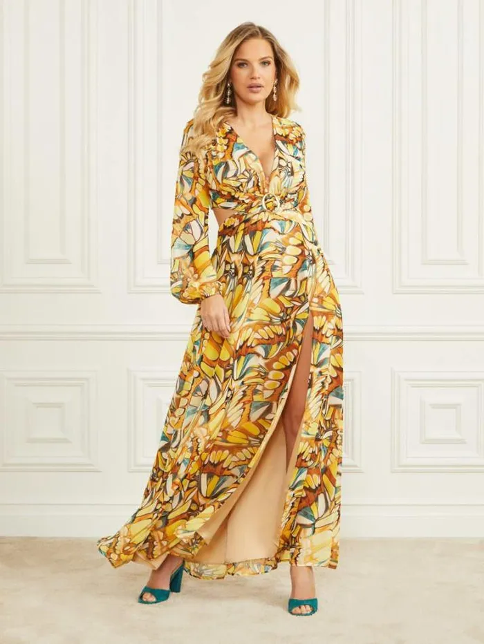 Marciano Golden Wing Maxi Dress Golden Wing Print Women Dresses