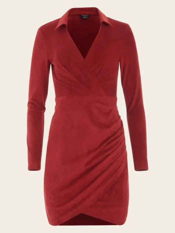 Marciano Hudson Wrap Dress Dark Jam Red Women Dresses Marciano Hudson Wrap Dress Dark Jam Red Women Dresses