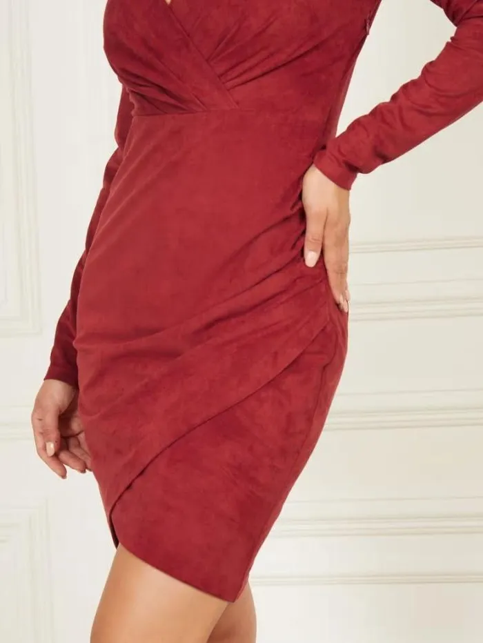 Marciano Hudson Wrap Dress Dark Jam Red Women Dresses Marciano Hudson Wrap Dress Dark Jam Red Women Dresses