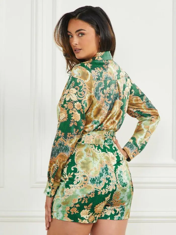 Marciano Icon Printed Satin Blouse Heirloom Print Women Tops And Sweaters Marciano Icon Printed Satin Blouse Heirloom Print Women Tops And Sweaters
