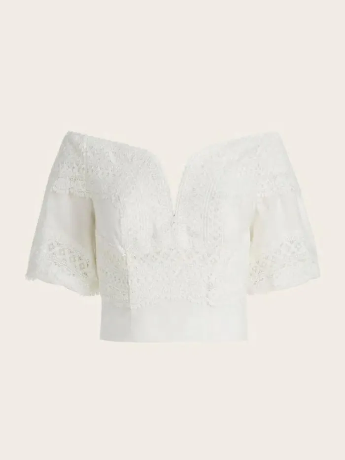 Marciano Lou Lou OfftheShoulder Top Pale Pearl Women Tops And Sweaters Marciano Lou Lou OfftheShoulder Top Pale Pearl Women Tops And Sweaters
