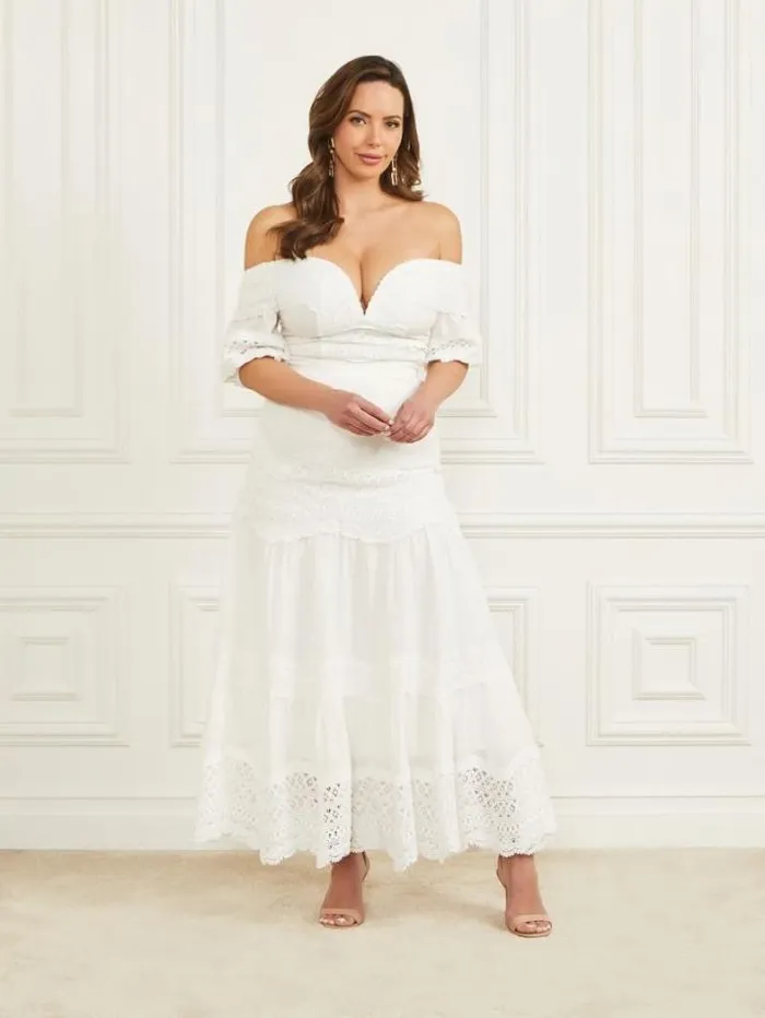 Marciano Lou Lou OfftheShoulder Top Pale Pearl Women Tops And Sweaters Marciano Lou Lou OfftheShoulder Top Pale Pearl Women Tops And Sweaters