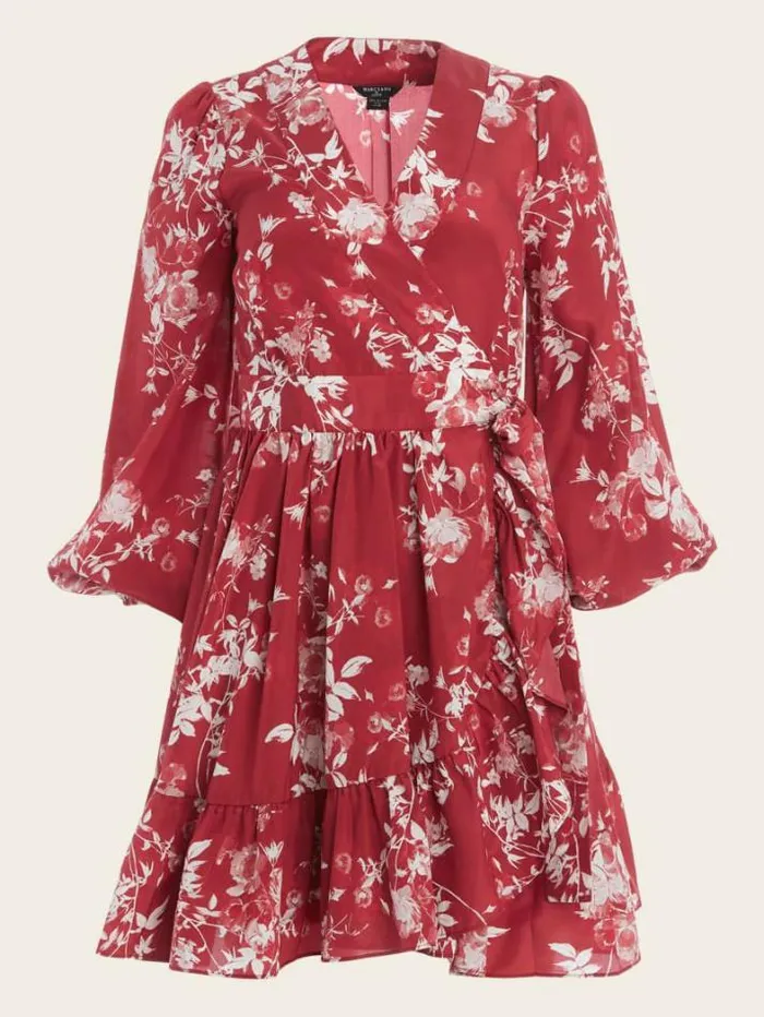 Marciano Petal Pose Wrap Dress Petal Pose Dark Jam Red Women Dresses Marciano Petal Pose Wrap Dress Petal Pose Dark Jam Red Women Dresses
