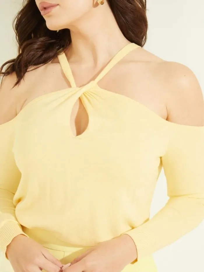 Marciano Priya ColdShoulder Sweater Top Cornsilk Women Tops And Sweaters Marciano Priya ColdShoulder Sweater Top Cornsilk Women Tops And Sweaters