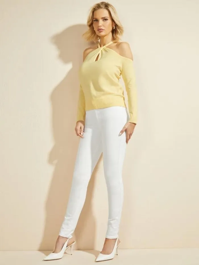 Marciano Priya ColdShoulder Sweater Top Cornsilk Women Tops And Sweaters Marciano Priya ColdShoulder Sweater Top Cornsilk Women Tops And Sweaters
