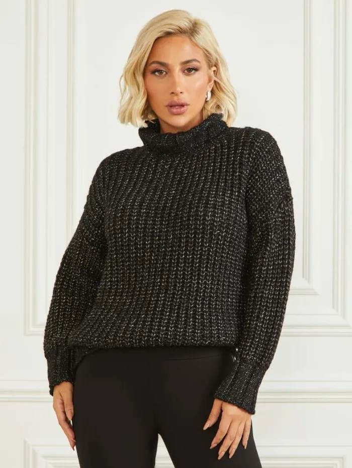 Marciano Promise WoolBlend Sweater Jet Black Multi Women Tops And Sweaters