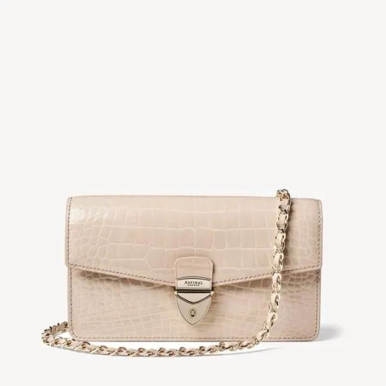 Mayfair Clutch 2 Soft Taupe Patent Croc Women Aspinal Of London Mayfair