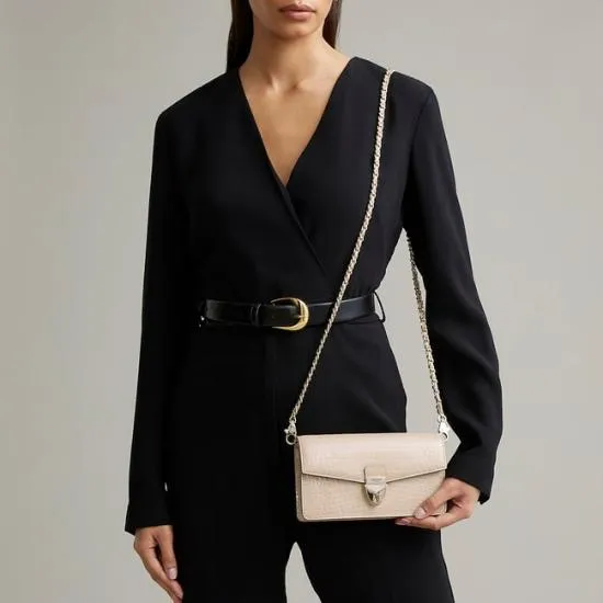 Mayfair Clutch 2 Soft Taupe Patent Croc Women Aspinal Of London Mayfair