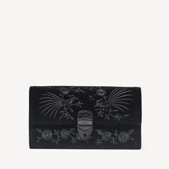 Mayfair Clutch Beaded Birds Hand Embroidery On Velvet Women Aspinal Of London Mayfair