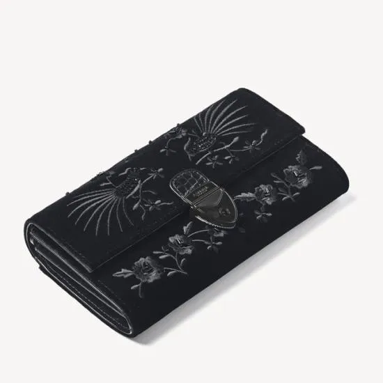 Mayfair Clutch Beaded Birds Hand Embroidery On Velvet Women Aspinal Of London Mayfair