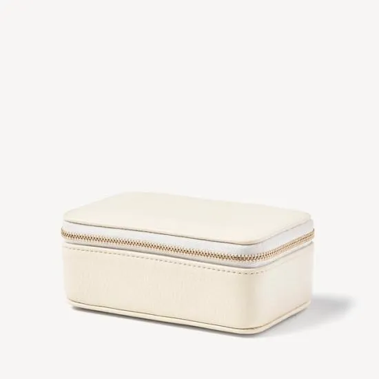 Medium Travel Jewellery Case Ivory Pebble Women Aspinal Of London Jewellery Boxes