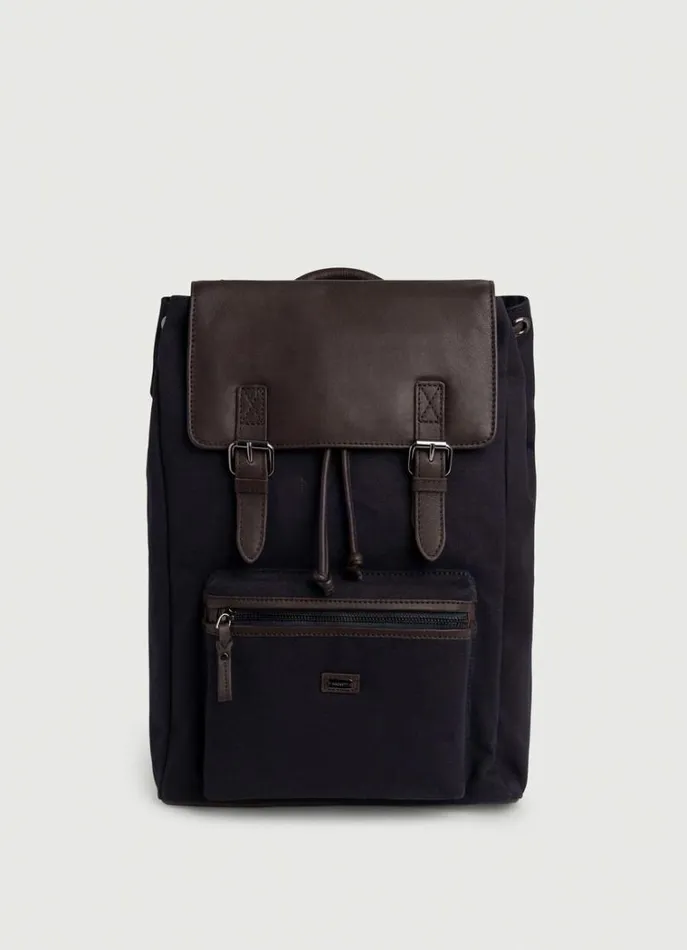 Men Bags and Luggage Hackett London Oxford Cotton And Leather Rucksack Navybrown