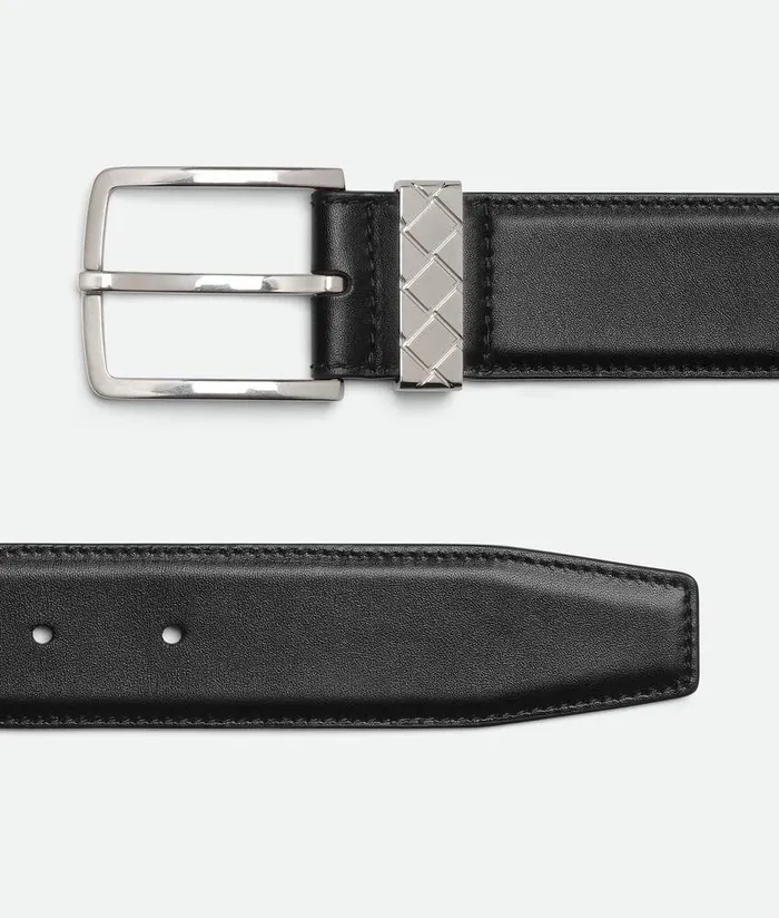 Men Bottega Veneta Belts Intreccio LoopBelt Black