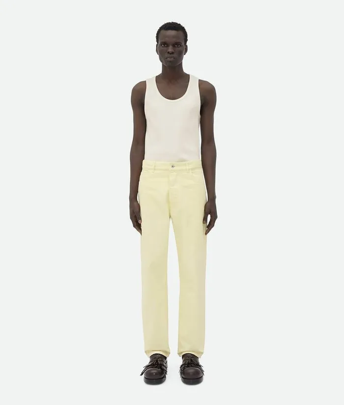 Men Bottega Veneta Denim Yellow Wash Wide Leg Denim Banana