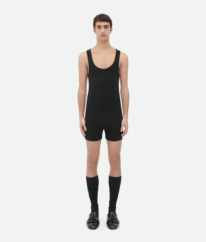 Men Bottega Veneta Knitwear Textured Nylon Body Black