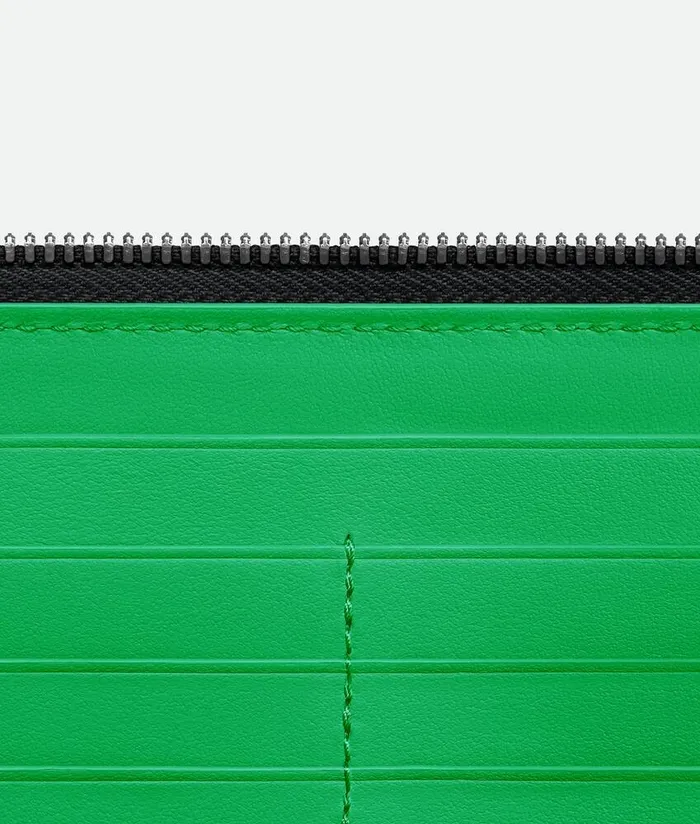 Men Bottega Veneta Long Wallets Cassette Zip Around Wallet Black Parakeet