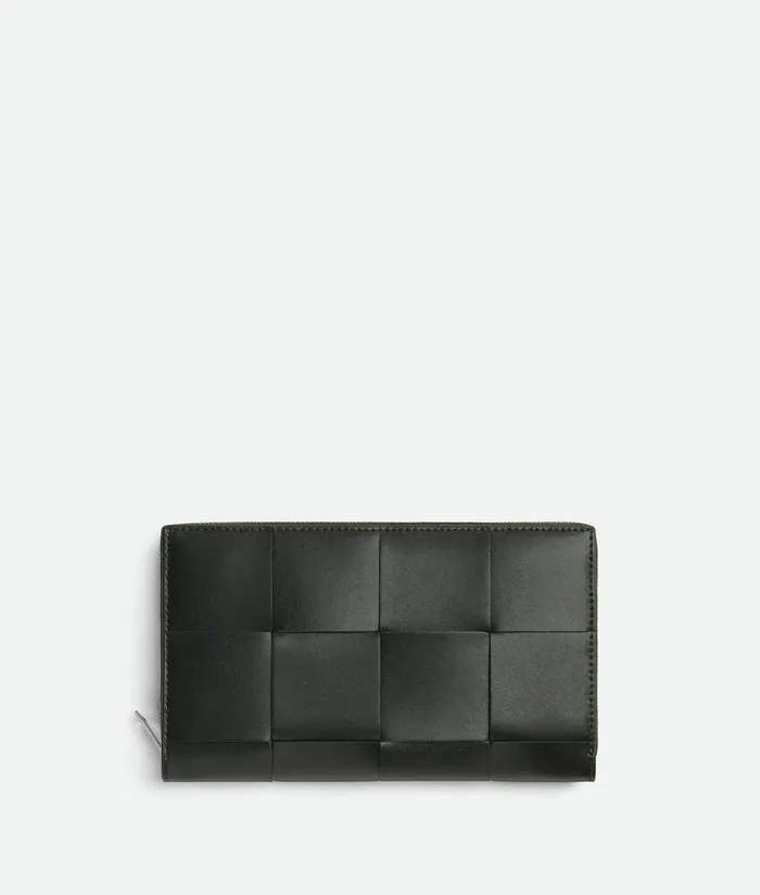 Men Bottega Veneta Long Wallets Cassette Zip Around Wallet Dark Greenagate Grey Men Bottega Veneta Long Wallets Cassette Zip Around Wallet Dark Greenagate Grey