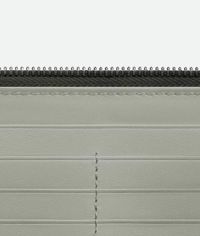 Men Bottega Veneta Long Wallets Cassette Zip Around Wallet Dark Greenagate Grey