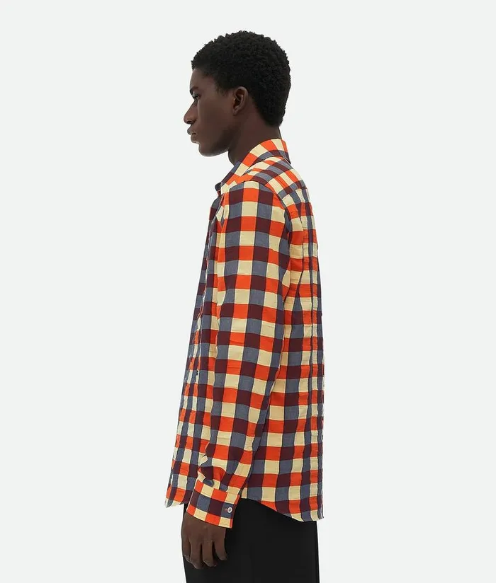 Men Bottega Veneta Shirts Gingham Cotton Shirt Bananatulipwave