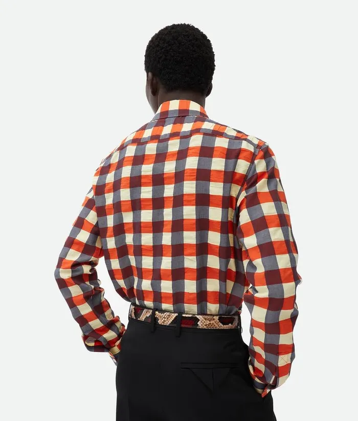 Men Bottega Veneta Shirts Gingham Cotton Shirt Bananatulipwave