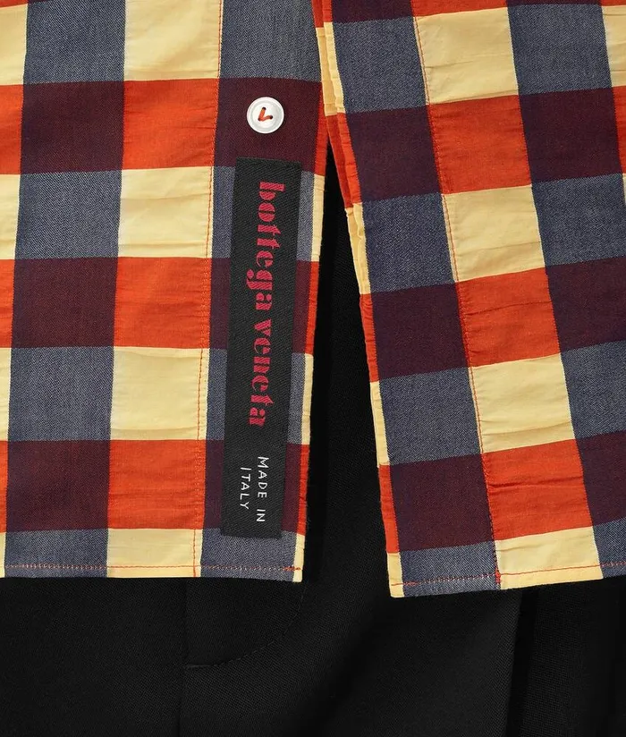 Men Bottega Veneta Shirts Gingham Cotton Shirt Bananatulipwave