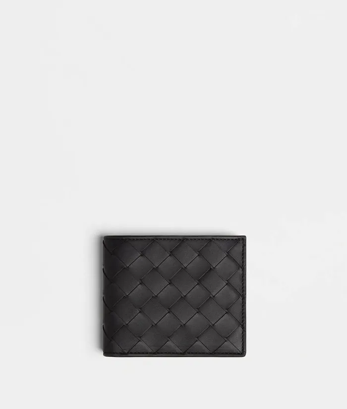 Men Bottega Veneta Small Wallets Intrecciato BiFold Wallet Black Grass