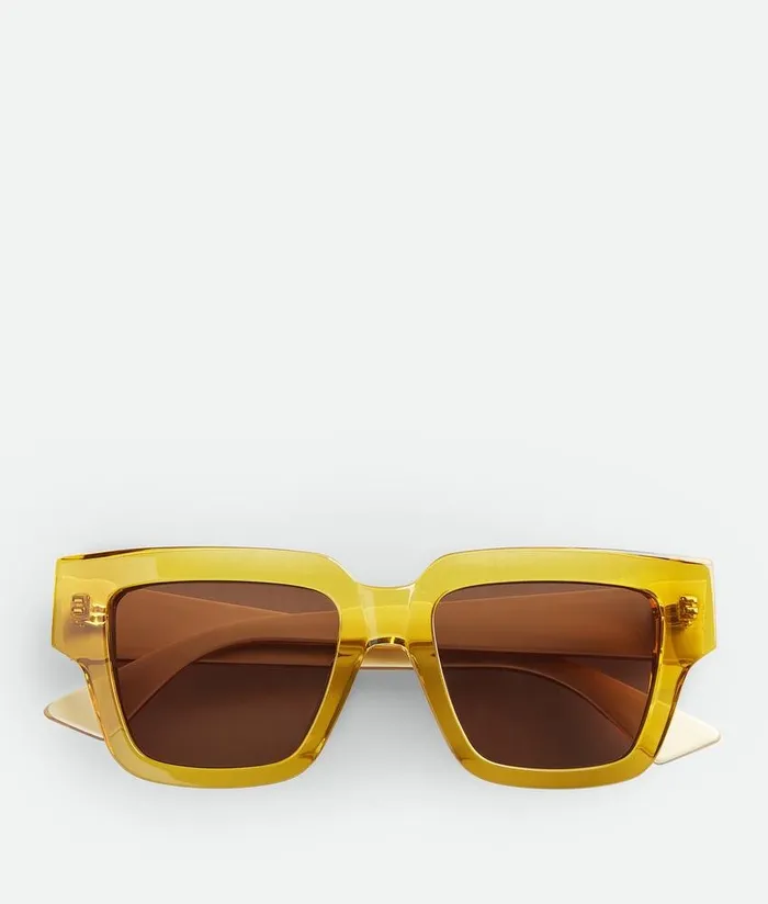 Men Bottega Veneta Sunglasses TriFold Square Sunglasses Yellowbrown