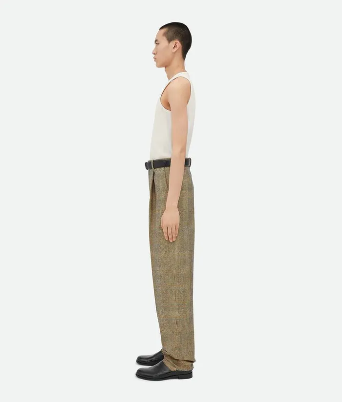Men Bottega Veneta Trousers And Shorts Prince Of Wales Wool Trousers Beigeyellowblue