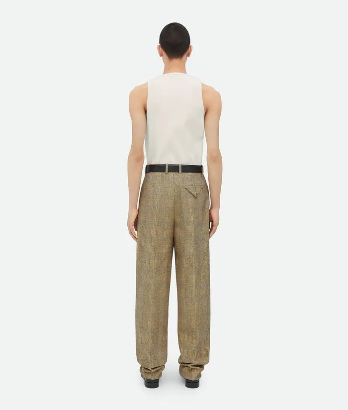 Men Bottega Veneta Trousers And Shorts Prince Of Wales Wool Trousers Beigeyellowblue