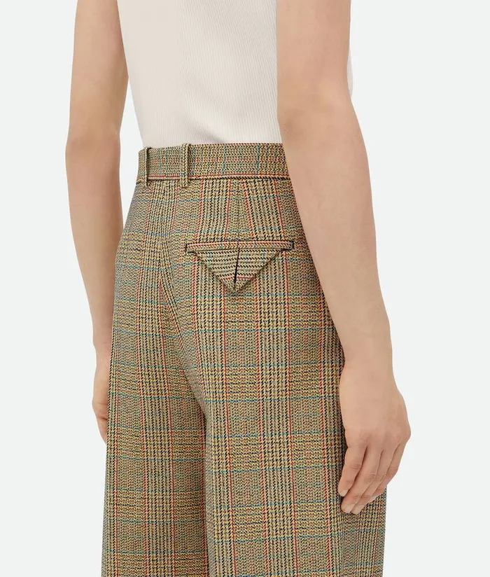 Men Bottega Veneta Trousers And Shorts Prince Of Wales Wool Trousers Beigeyellowblue