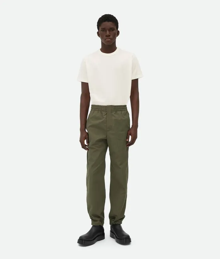 Men Bottega Veneta Trousers And Shorts Tech Cotton Faille Trousers Shrub