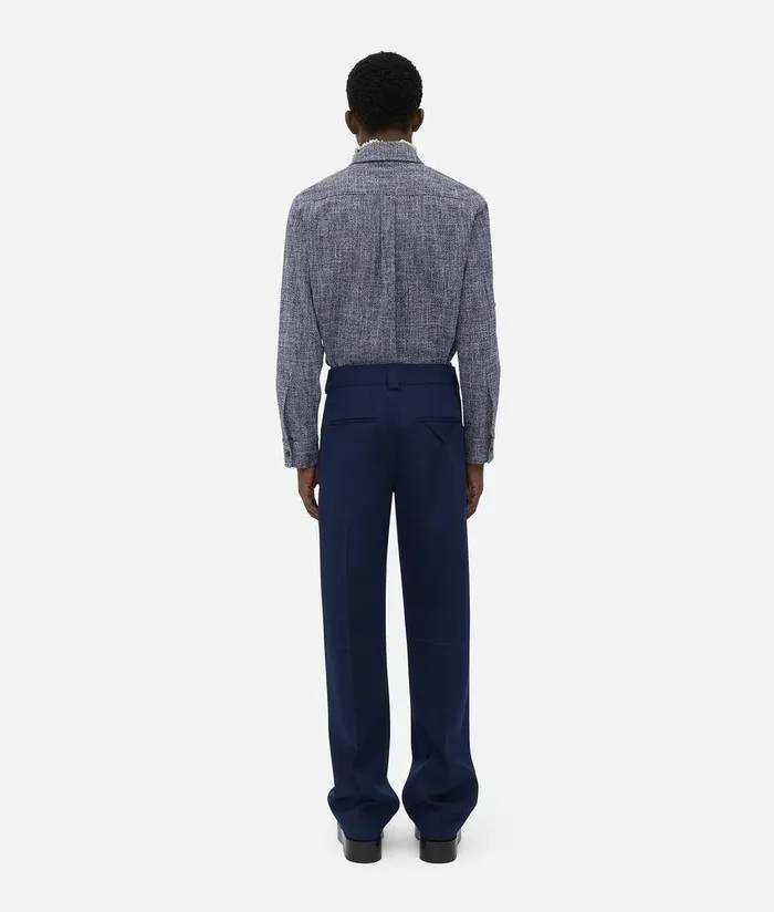Men Bottega Veneta Trousers And Shorts Wool Grain De Poudre Trousers Eclipse