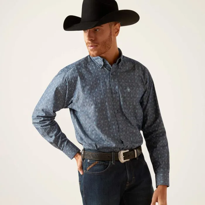 Men Button Down Shirts Ariat Graham Classic Fit Shirt Blue