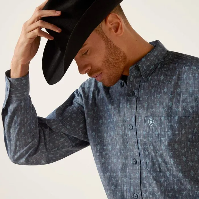 Men Button Down Shirts Ariat Graham Classic Fit Shirt Blue Men Button Down Shirts Ariat Graham Classic Fit Shirt Blue