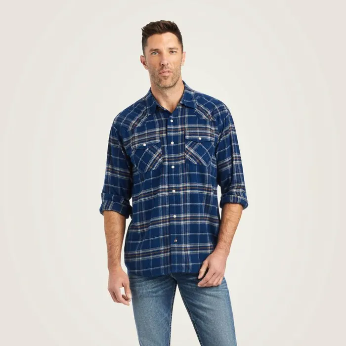 Men Button Down Shirts Ariat Holcombe Retro Fit Shirt Estate Blue