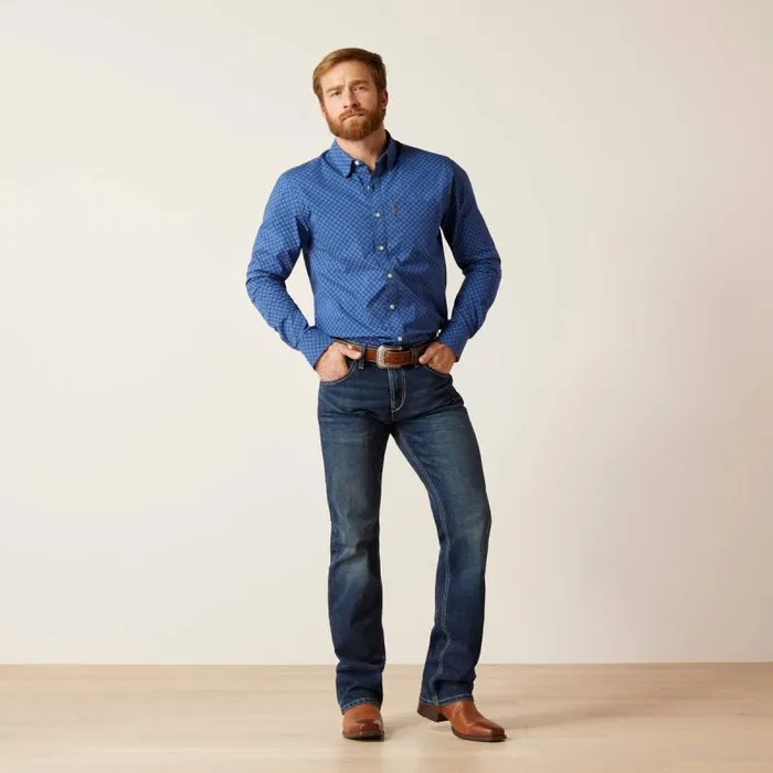 Men Button Down Shirts Ariat Maxwell Stretch Modern Fit Shirt Blue Men Button Down Shirts Ariat Maxwell Stretch Modern Fit Shirt Blue