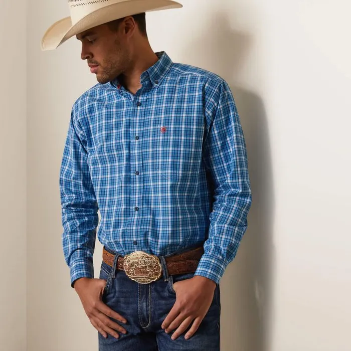 Men Button Down Shirts Ariat Pro Series Leyton Classic Fit Shirt Light Blue