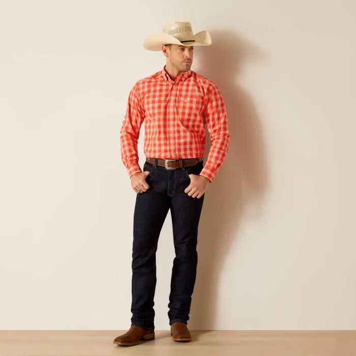 Men Button Down Shirts Ariat Pro Series Team Lewis Classic Fit Shirt Orange Men Button Down Shirts Ariat Pro Series Team Lewis Classic Fit Shirt Orange