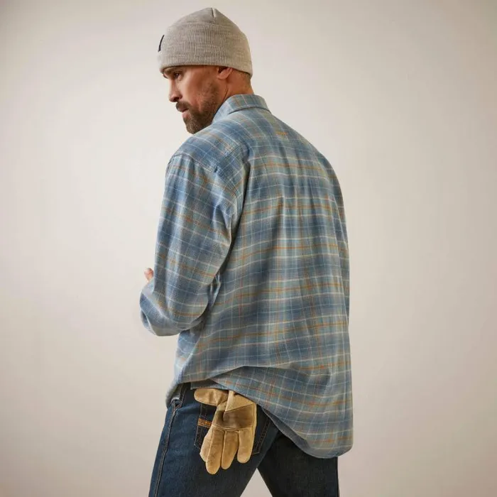 Men Button Down Shirts Ariat Rebar Flannel DuraStretch Work Shirt Indian Teal Plaid Men Button Down Shirts Ariat Rebar Flannel DuraStretch Work Shirt Indian Teal Plaid