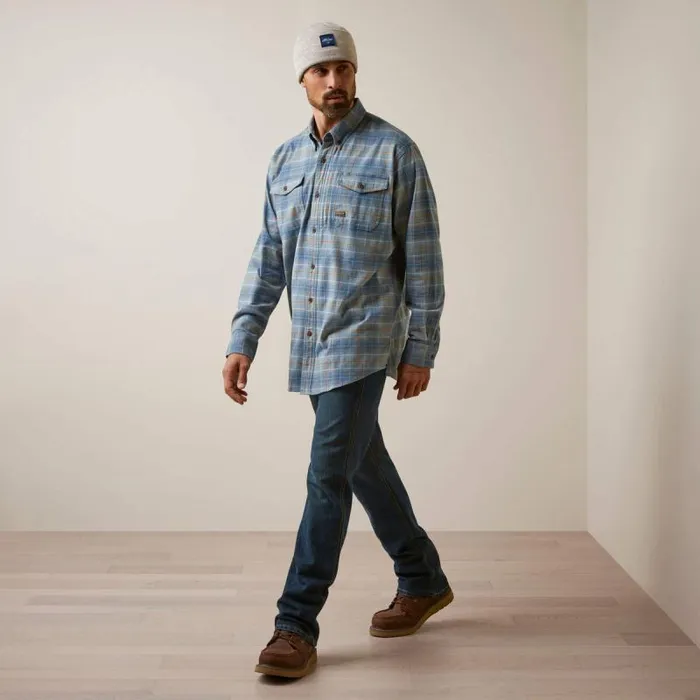Men Button Down Shirts Ariat Rebar Flannel DuraStretch Work Shirt Indian Teal Plaid Men Button Down Shirts Ariat Rebar Flannel DuraStretch Work Shirt Indian Teal Plaid