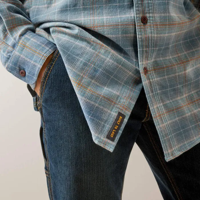 Men Button Down Shirts Ariat Rebar Flannel DuraStretch Work Shirt Indian Teal Plaid Men Button Down Shirts Ariat Rebar Flannel DuraStretch Work Shirt Indian Teal Plaid
