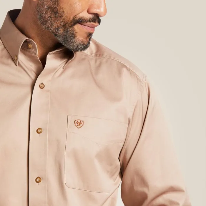 Men Button Down Shirts Ariat Solid Twill Classic Fit Shirt Khaki Men Button Down Shirts Ariat Solid Twill Classic Fit Shirt Khaki
