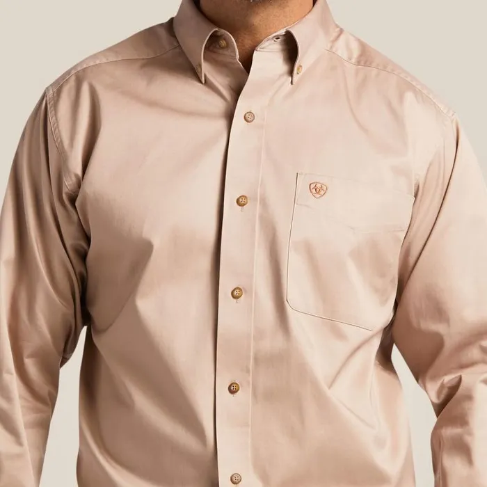 Men Button Down Shirts Ariat Solid Twill Classic Fit Shirt Khaki Men Button Down Shirts Ariat Solid Twill Classic Fit Shirt Khaki